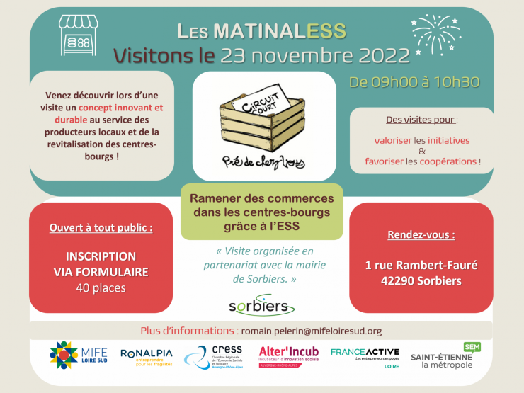 MATINAL'ESS : (Re)dynamisation des centres-villes et centres-bourgs avec l'économie sociale et solidaire