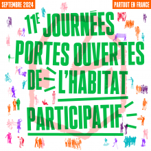 affiche annoncant les 11ème journées Portes Ouvertes des projets d'Habitat Participatif