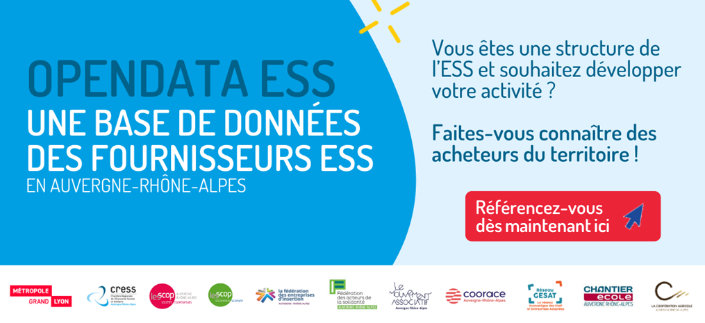 Opendata ESS – La base des fournisseurs ESS en Auvergne -Rhône-Alpes
